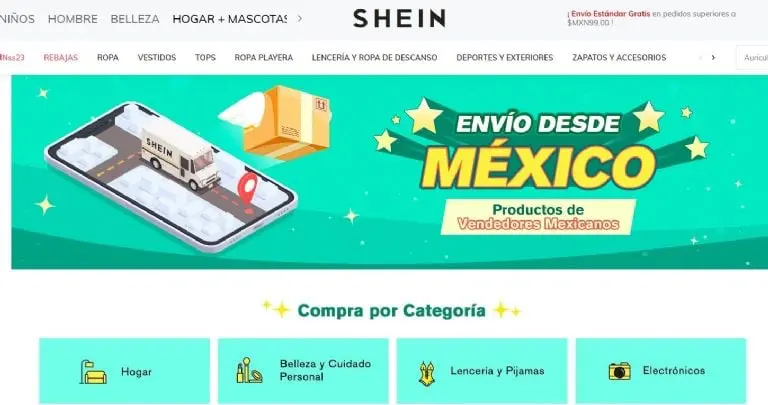 Envíos nacionales de Shein (Captura de pantalla)