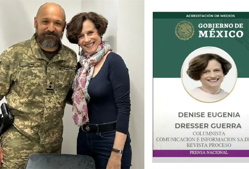 AMLO exhibe a Denise Dresser por usar credencial falsa del gobierno en Ucrania. 