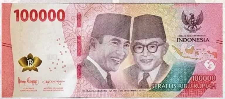 Billete de 100,000 rupias de Indonesia.