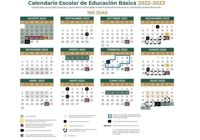 Este es el calendario oficial de la SEP. Foto: especial.