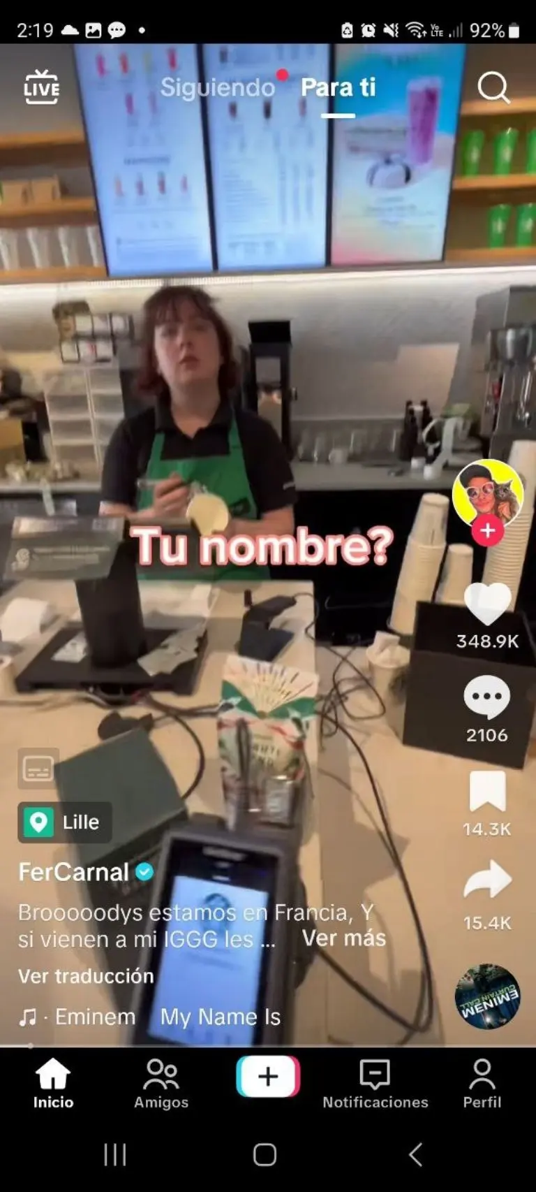Barista francesa no puede escribir Popocatépetl