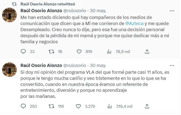 Raúl Osorio arremete contra Venga la Alegría (Twitter)