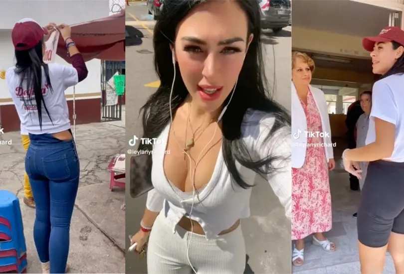 Hermosa joven enloquece las redes por ayudar a Delfina G&oacute;mez en campa&ntilde;a. 