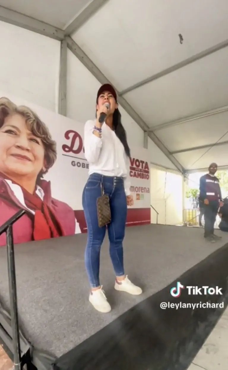 Leylany apoyando a Delfina Gómez. Créditos: Tik Tok (@leylanyrichard)
