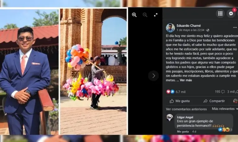 Joven que vendía globos se gradúa - Tomada de facebook