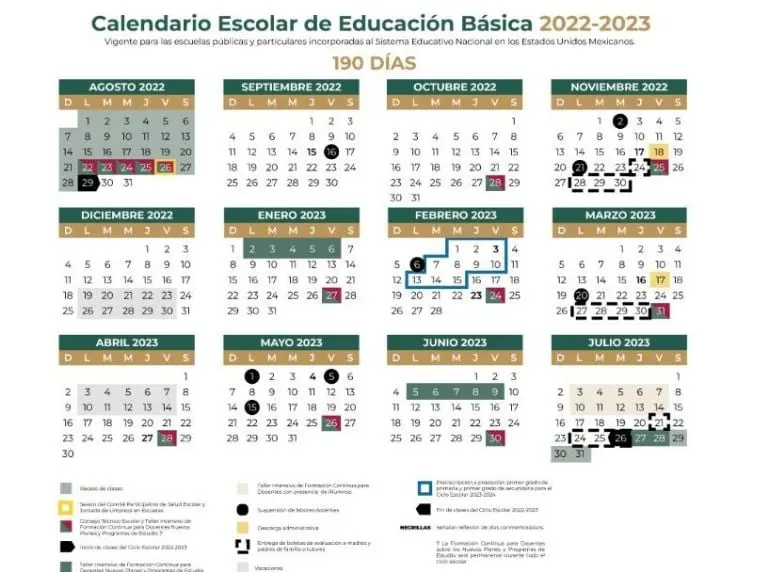 El calendario oficial de la SEP 2022-2023