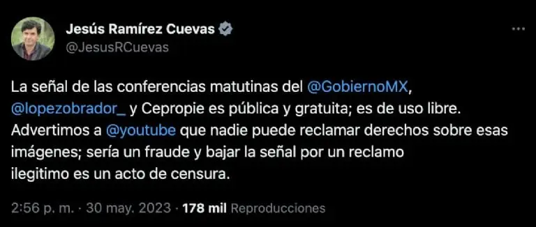 Créditos: Twitter (Jesús Ramírez Cuevas)