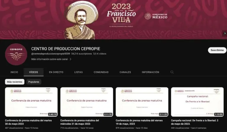 Cuenta de Youtube del Gobierno de México. Créditos: Cepropie