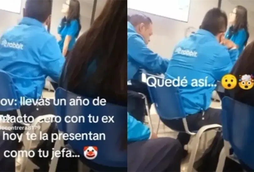As&iacute; reaccion&oacute; un joven al descubrir que su ex novia es su nueva jefa. 