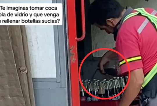 VIDEO: Trabajador de Coca Cola rellena botellas sucias de refresco para venderlas otra vez. 