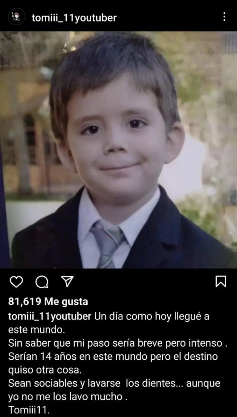 Papás de Tomiii 11 lo recuerdan (Instagram)