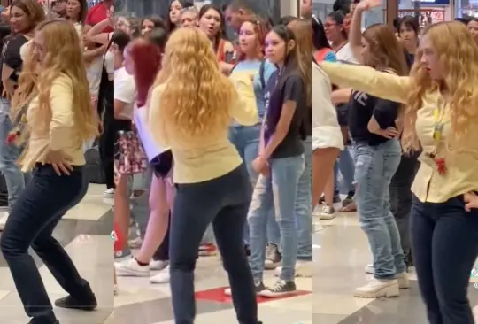 Guapa cajera de Coppel se pone a bailar en plaza comercial. 