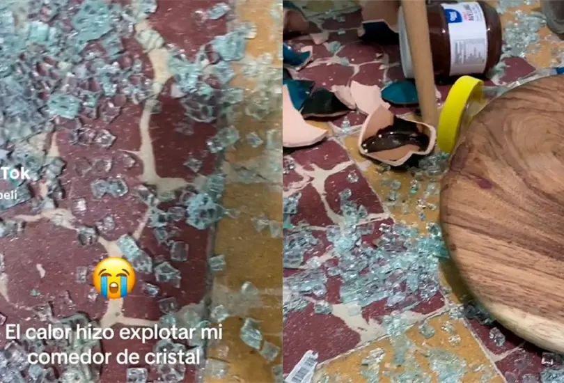Comedor de vidrio explota a causa del calor. Comedor de vidrio explota a causa del calor.