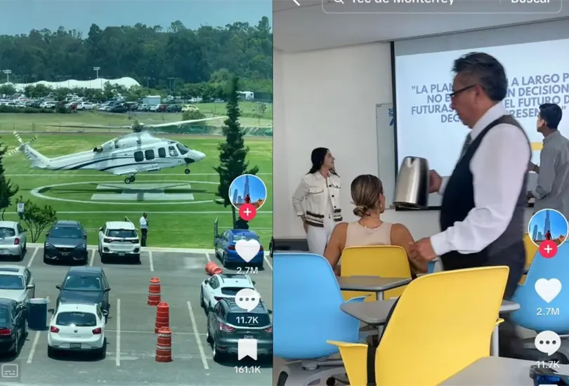 Estudiante llega en helicóptero a universidad Estudiante llega en helicóptero a universidad