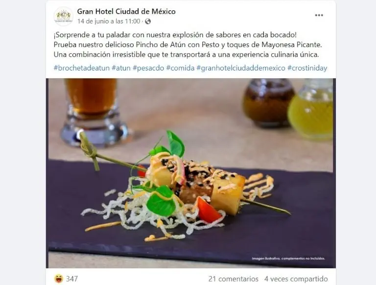 Platillo gourmet de hotel causa burlas (Facebook)