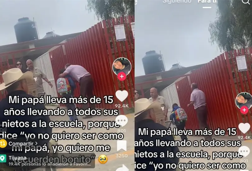 Abuelito cautiva a las redes por llevas a sus nietos a la escuela desde hace 15 a&ntilde;os