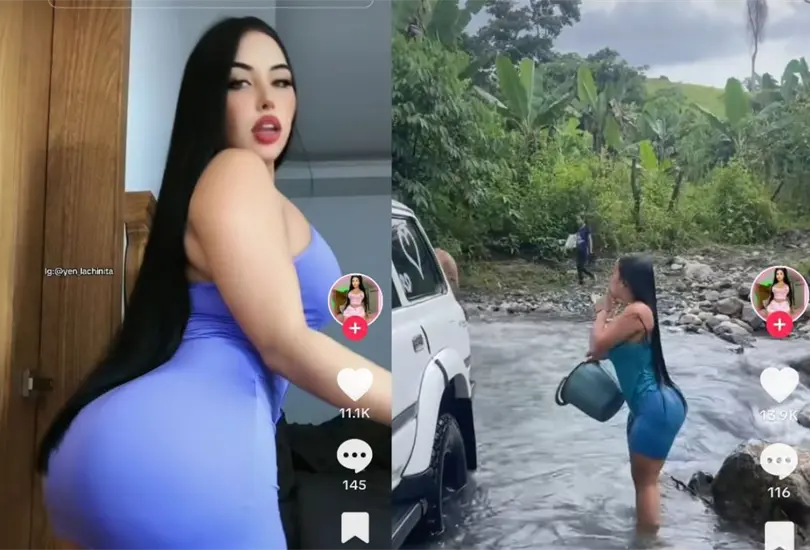 Guapa joven se refresca con agua fr&iacute;a