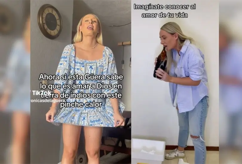 Extranjera no soporta el calor en México y usa ventilador debajo del vestido. Extranjera no soporta el calor en México y usa ventilador debajo del vestido.