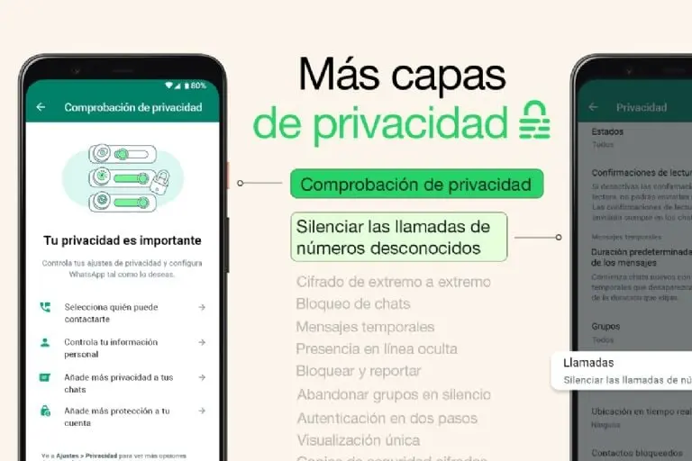 Silenciar llamadas de desconocidos en WhatsApp.