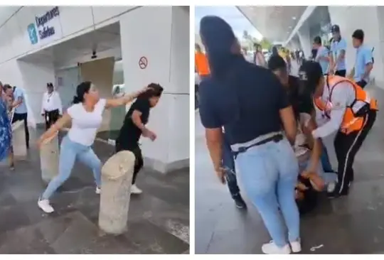 Mujeres se pelean en el aeropuerto de Cancún