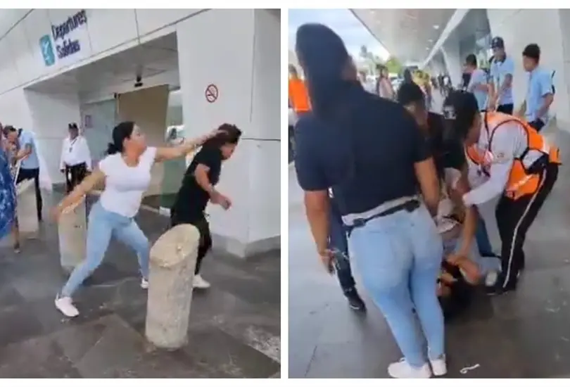 Mujeres se pelean en el aeropuerto de Cancún Mujeres se pelean en el aeropuerto de Cancún