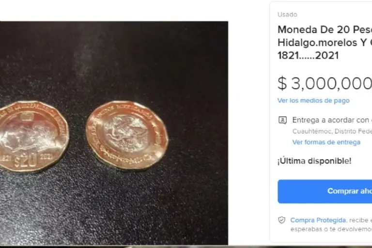 Moneda de 20 llega a costar hasta 3 millones - Captura de pantalla