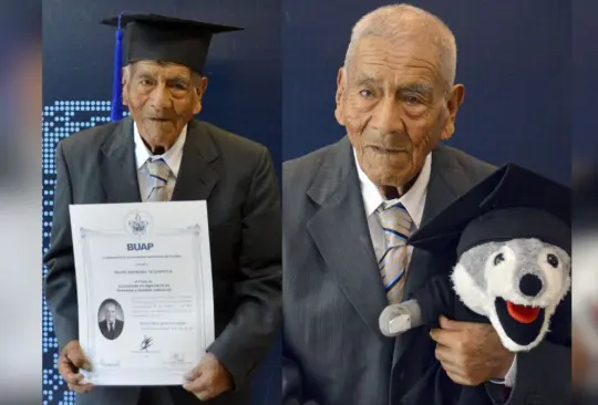 Abuelito de 86 años recibe su título de la Universidad en Puebla. 