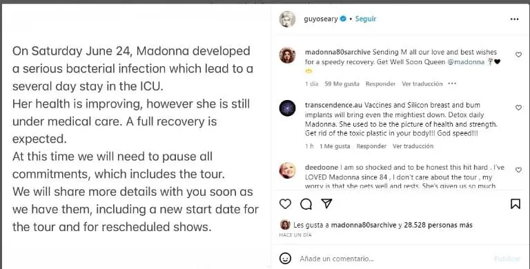 La gira está en veremos. Fuente: Instagram