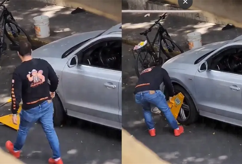 Un hombre se hizo viral en redes sociales por destruir un inmovilizador vehículara en Guadalajara, Jalisco. Un hombre se hizo viral en redes sociales por destruir un inmovilizador vehículara en Guadalajara, Jalisco.