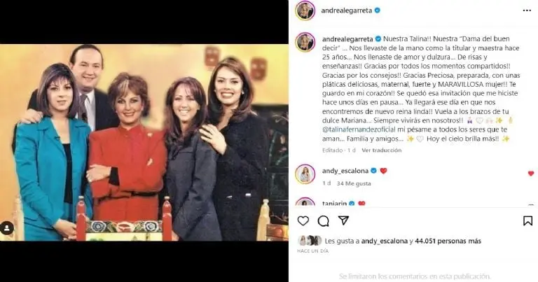Andrea Legarreta borra a Adame de la foto de Hoy (Instagram)