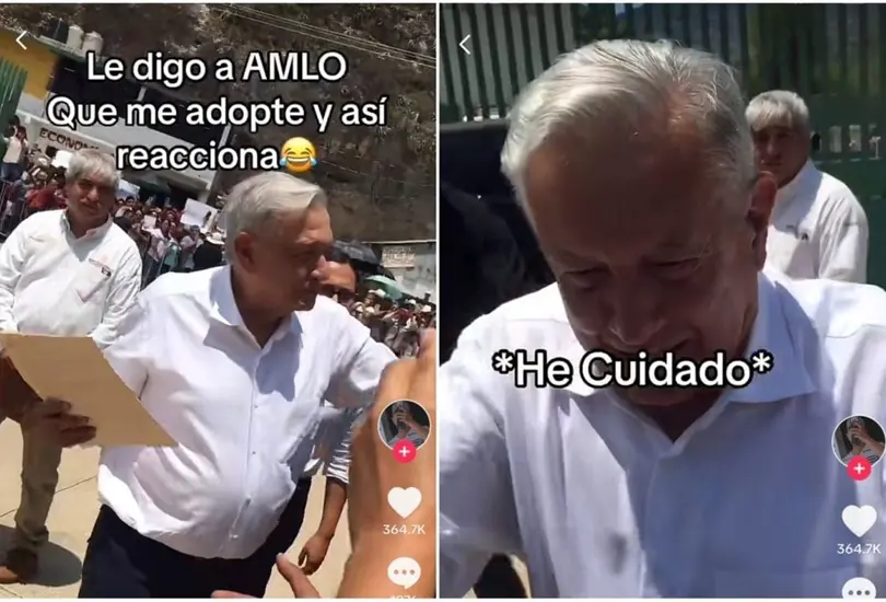Joven le pide a AMLO que lo adopte. 