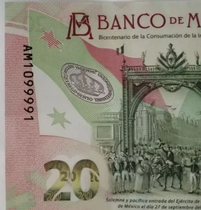 Billete de 20 pesos con la palabra AMLO. Créditos: Mercado Libre