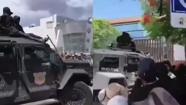 Transportistas y ciudadanos que se unieron a las protestas tomaron como rehenes a policías Transportistas y ciudadanos que se unieron a las protestas tomaron como rehenes a policías