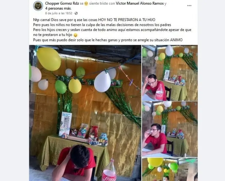 Papá le hace fiesta a su hijo y su ex no lo lleva (Facebook)