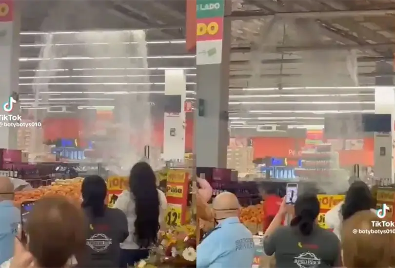 VIDEO: Se desploma techo de centro comercial por fuertes lluvias. VIDEO: Se desploma techo de centro comercial por fuertes lluvias.