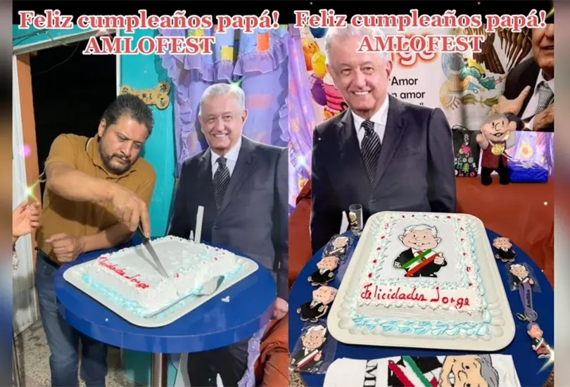 Mujer organiza fiesta de cumpleaños de AMLO para su papá y su reacción se hace viral. Mujer organiza fiesta de cumpleaños de AMLO para su papá y su reacción se hace viral.