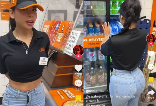 Una hermosa empleada de Little Caesars ha conquistado TikTok por su hermosa figura y los atrevidos pasos de baile con los que recibe a los clientes