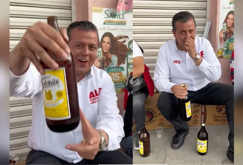 L&iacute;der priista se viraliza por tomar cerveza en la calle: no voy a renunciar a mis caguamas. 