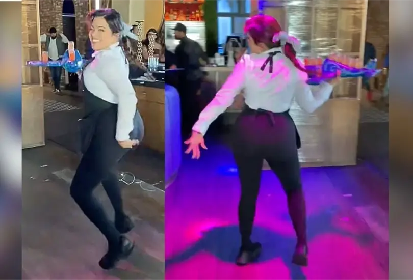 Mesera se hace viral por bailar en restaurante para alegrar a los clientes. 
