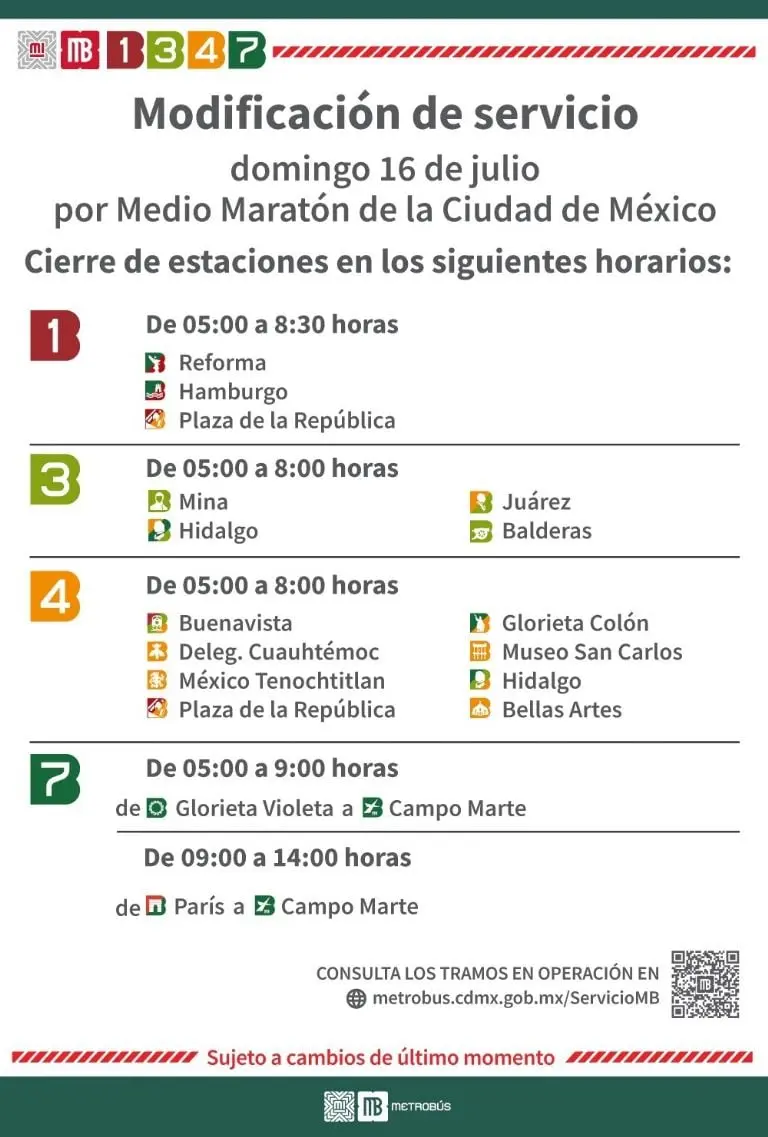 Medio Maratón CDMX 2023: Metro y Metrobús anuncian horario especial en estas estaciones. Créditos: Metrobús