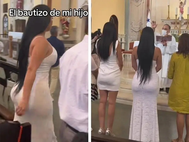 Mam&aacute; se roba las miradas en el bautizo de su hijo. 