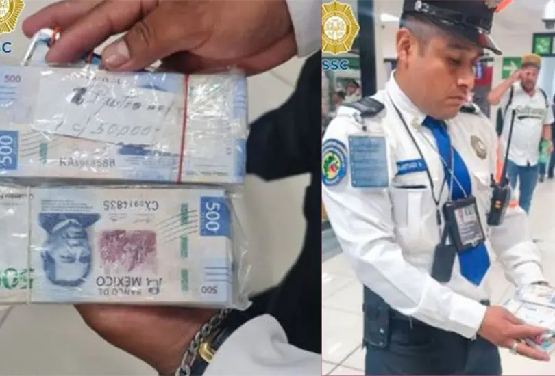 Polic&iacute;a encuentra 50 mil pesos en Aeropuerto CDMX y busca a su due&ntilde;o para devolverlos. 