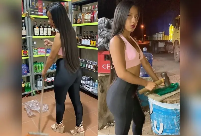 Joven modelo ayuda a su mam&aacute; en su tienda para atraer m&aacute;s clientes. 