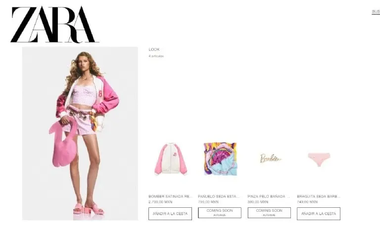 Colección de Zara inspirada en Barbie (Captura de parantall)