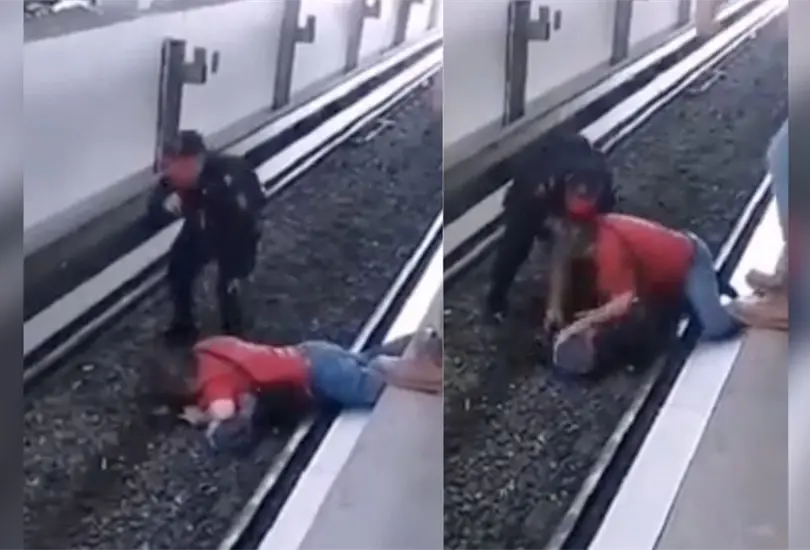 VIDEO: persona con discapacidad visual cae a las v&iacute;as del Metro CDMX. 