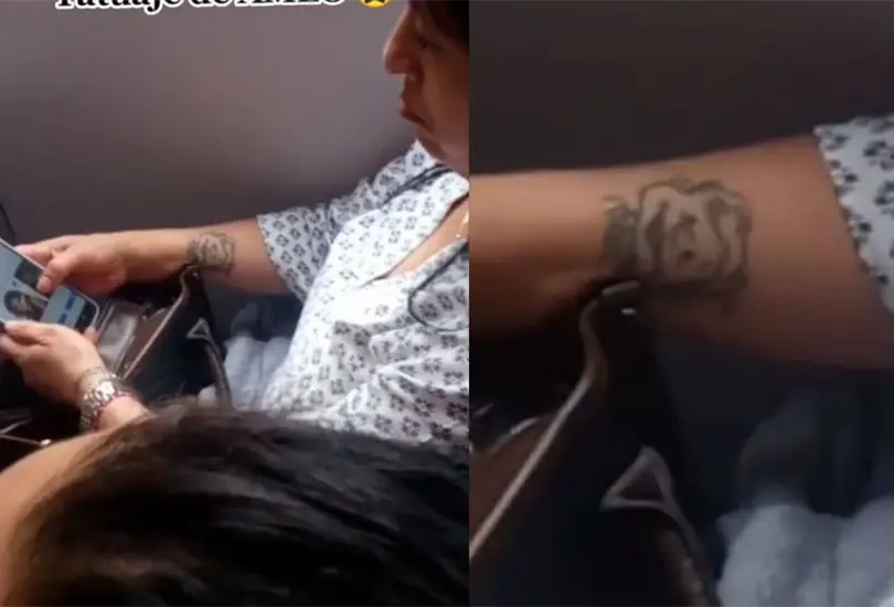 Una mujer que fue captada en un transporte público con un tatuaje de la famosa figura de "Amlito" que está inspirada en López Obrador Una mujer que fue captada en un transporte público con un tatuaje de la famosa figura de "Amlito" que está inspirada en López Obrador