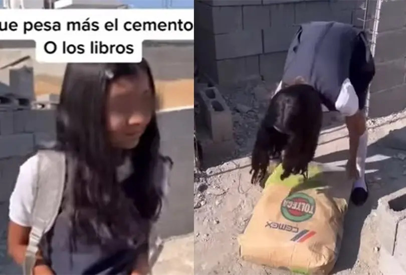 Albañil lleva a obra a su hija. Albañil lleva a obra a su hija.