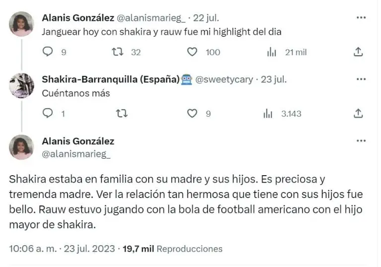 Fan se encuentra a Shakira y Rauw Alejandro (Twitter)