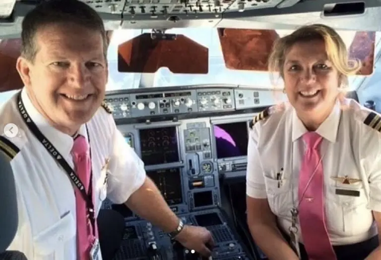 Esposos se jubilan como pilotos después de volar 30 años juntos. Foto: Instagram (margritf)