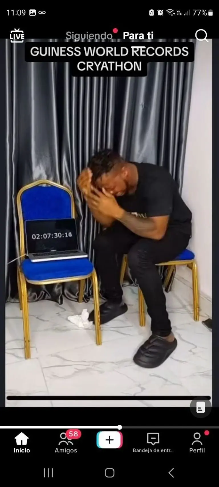 Tiktoker queda ciego tras intentar romper récord Guinness - Tomada de video